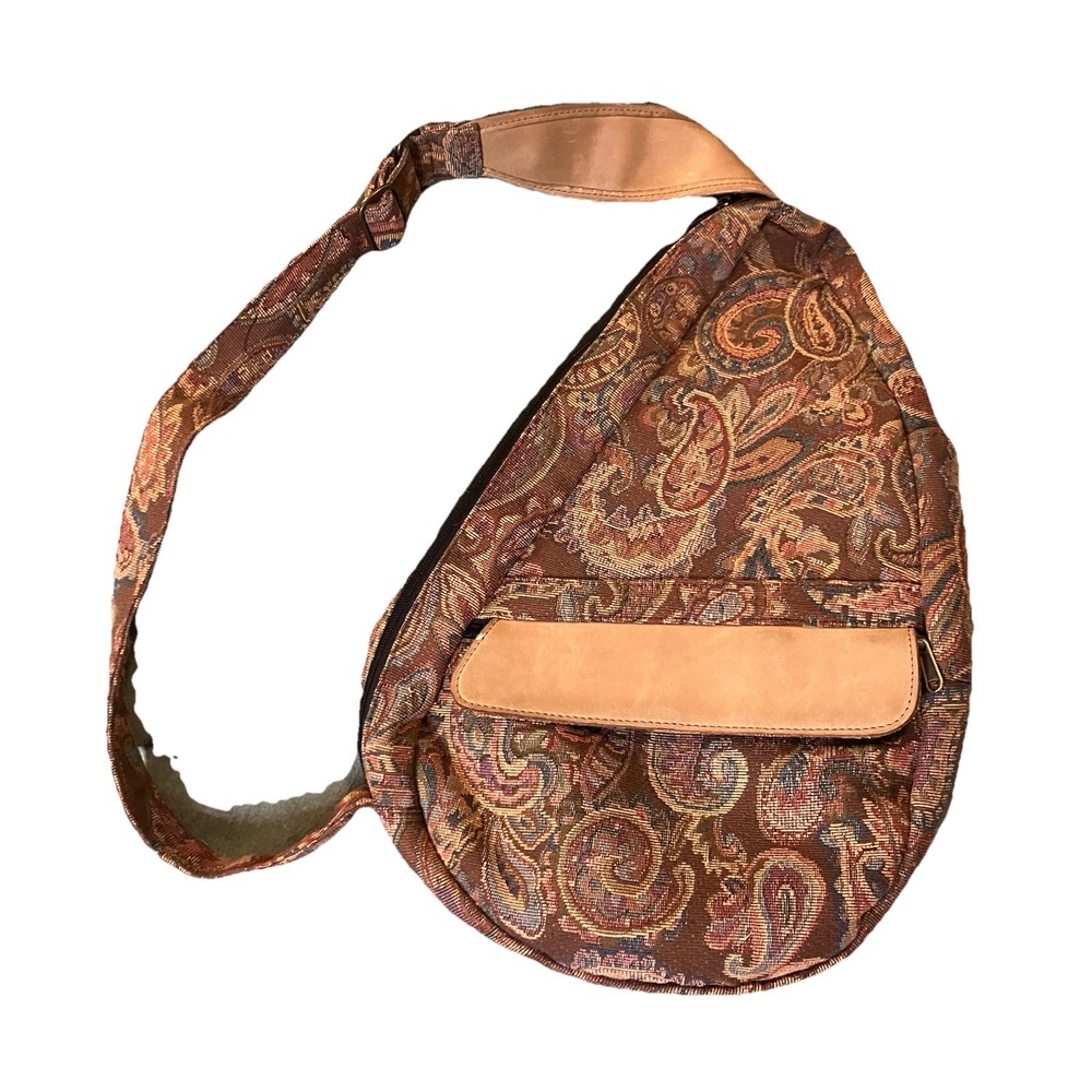 Vintage L.L. Bean Ameribag Paisley Brown Satchel Crossbody Healthy Back Bag
